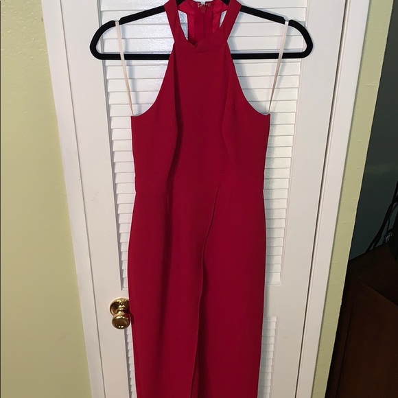 BCBG Pants - BCBG Deep Red High-Neck Fancy Jumpsuit